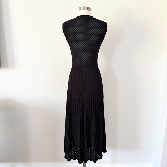 Sandro Tuileries Pointelle Knit Dress Black FR 36/US 4 - Picture 4 of 8